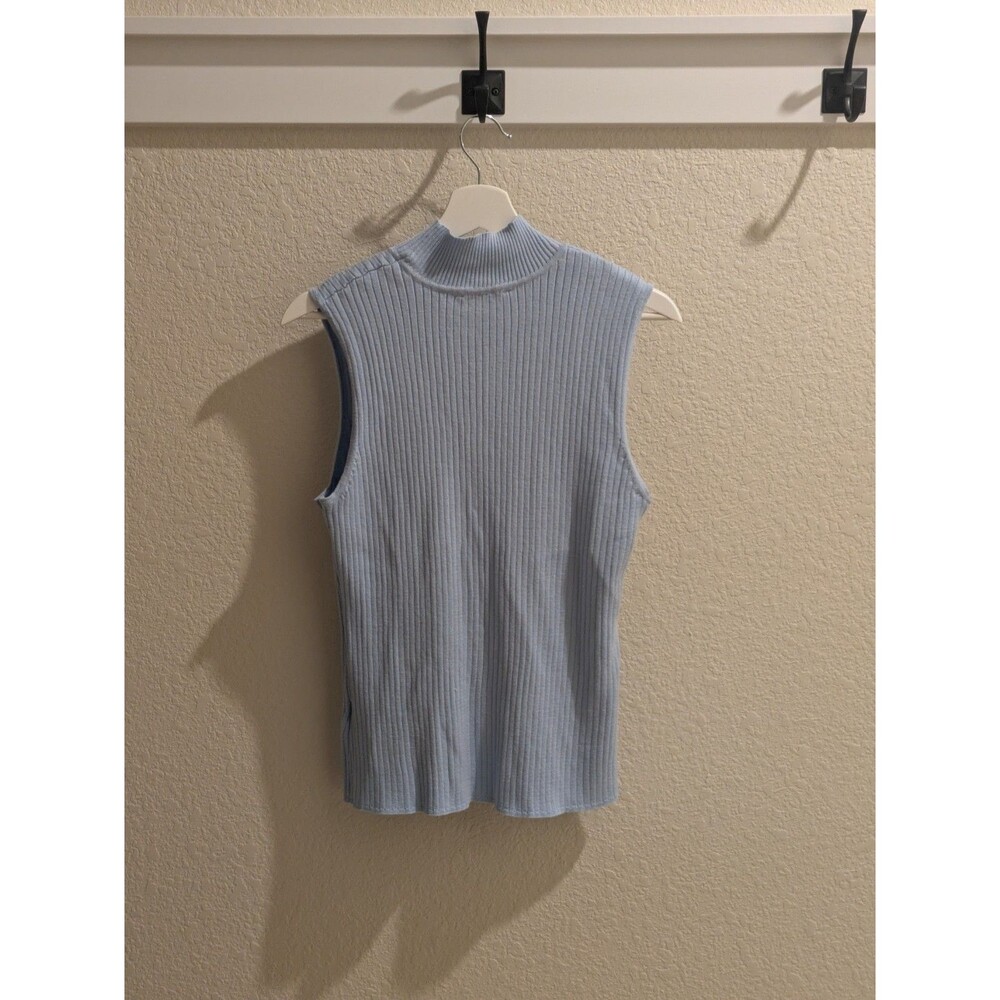 Grey Light Blue Madison Sleeveless Turtle Neck XL